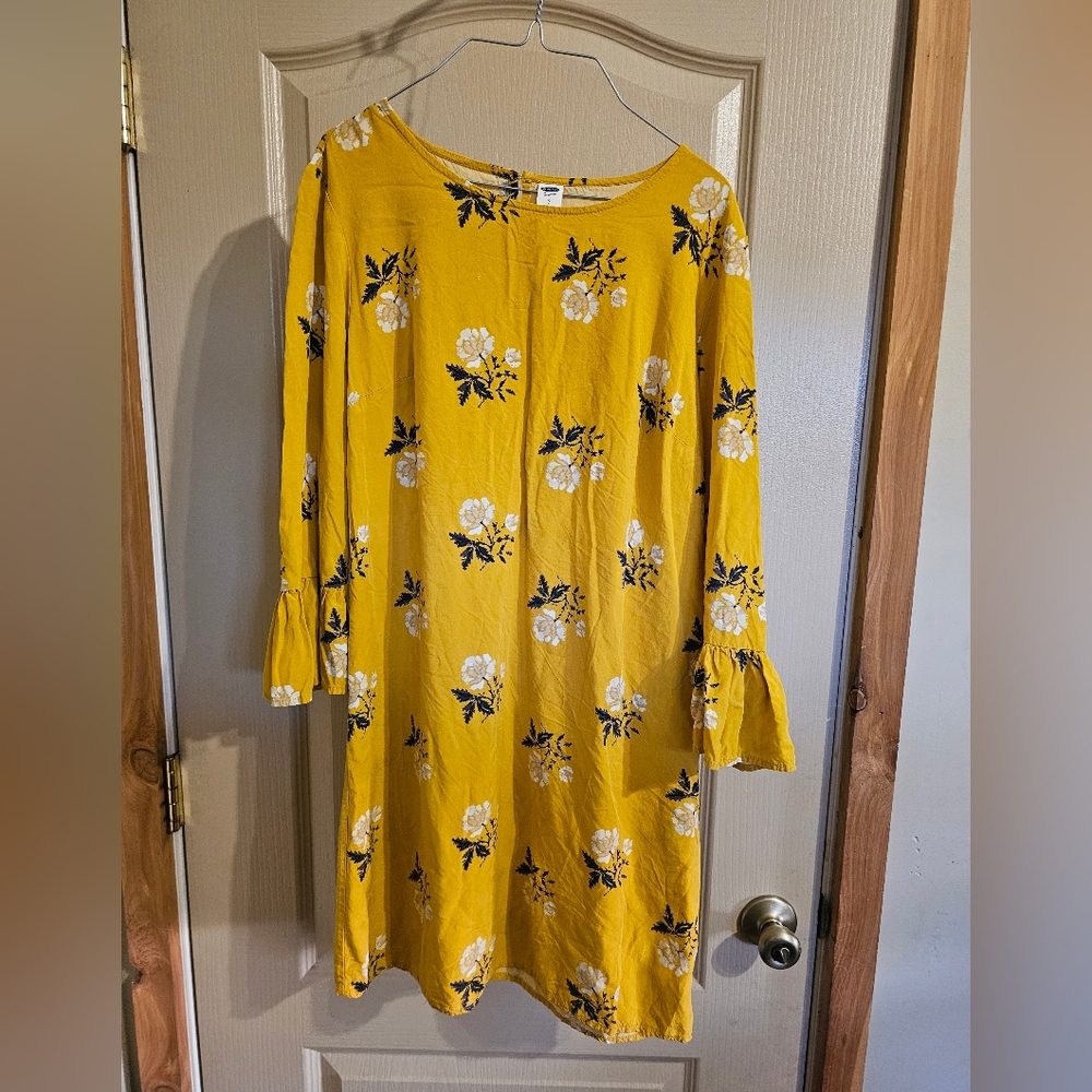 Old Navy Womens Lightweight Yellow Floral Dress Small